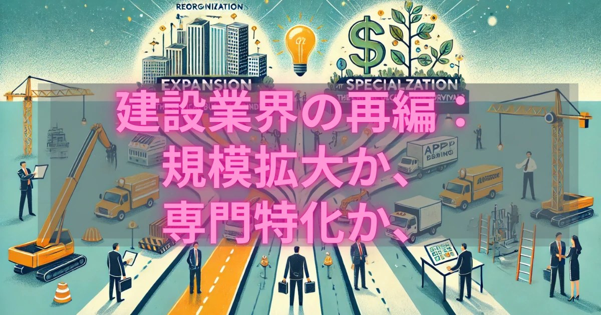 建設業界の再編トレンド：規模拡大か、専門特化か、その選択 - 生き残りをかけた決断の時