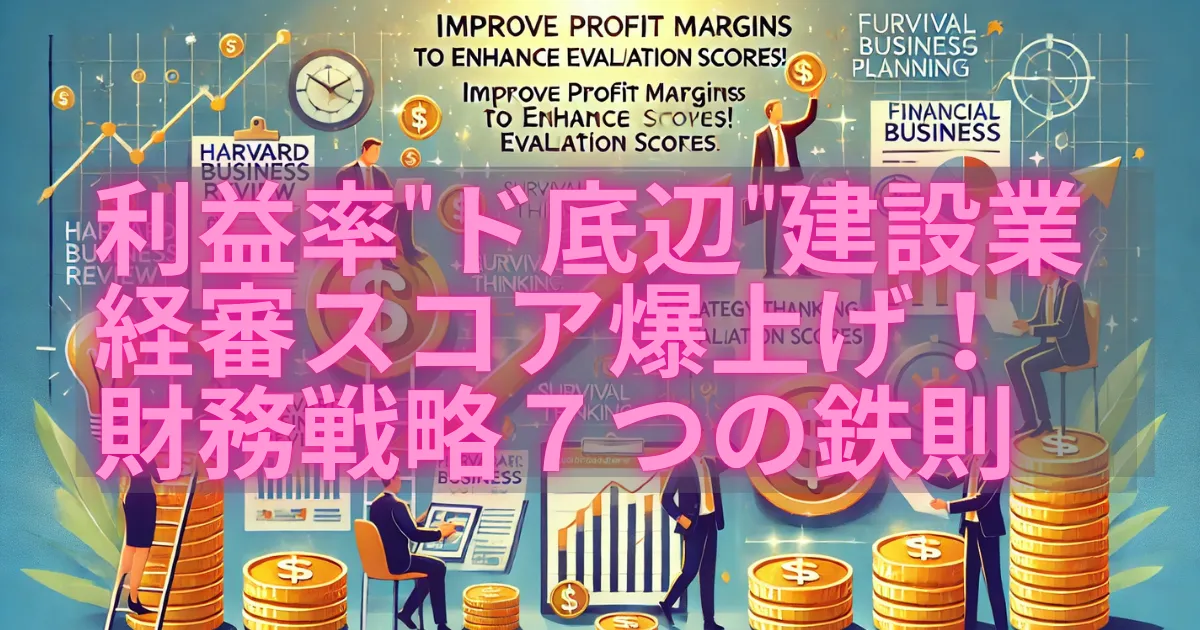 【緊急警告】利益率”ド底辺”建設業は”倒産一直線”！経審スコア爆上げ！財務戦略「７つの鉄則」