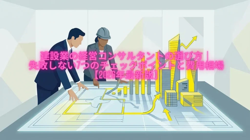 建設業の経営コンサルタントの選び方｜失敗しない7つのチェックポイントと費用相場【2026年最新版】