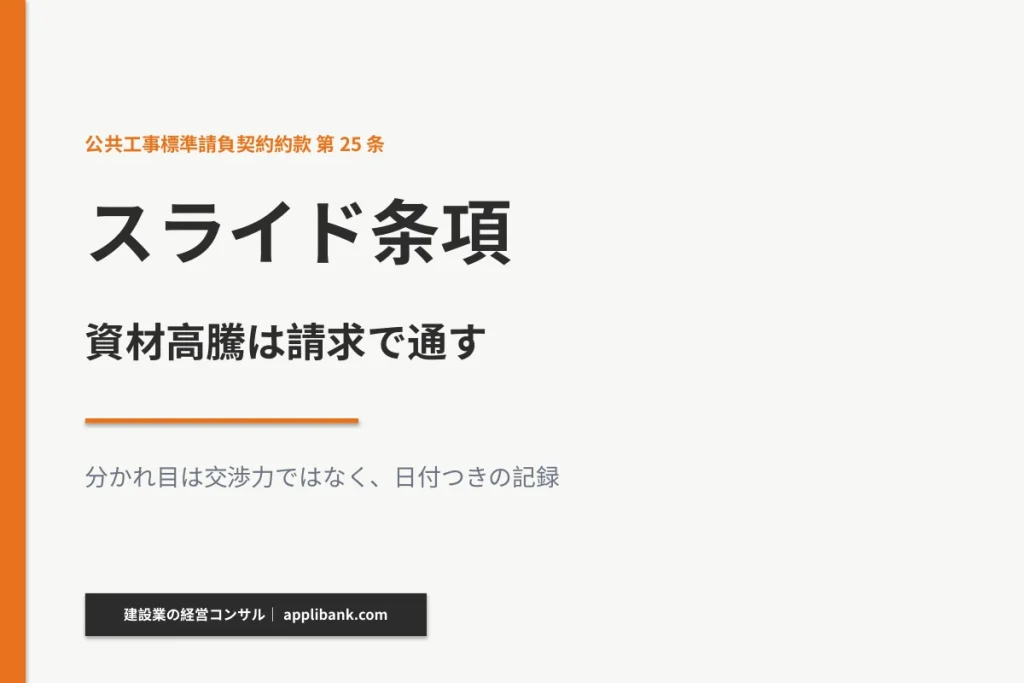 スライド条項とは 資材高騰は請求で通す